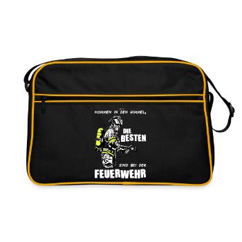 Feuerwehrfrau Freiwillige Feuerwehr Ehrenamt - Retro Tasche - Schwarz/Gold - Vorne