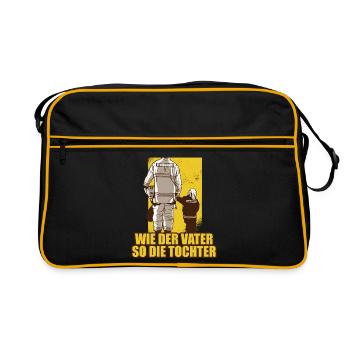 Vater & Tochter Feuerwehr Ehrenamt Feuerwehrmann - Retro Tasche - Schwarz/Gold - Vorne