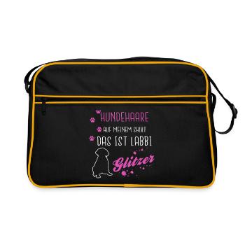 Labrador Hundehaare Labbi Glitzer Hunderasse Hunde - Retro Tasche - Schwarz/Gold - Vorne