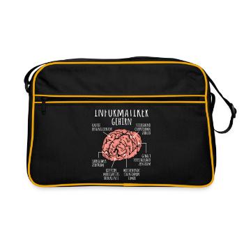 Informatiker Gehirn Programmierer Nerd IT Student - Retro Tasche - Schwarz/Gold - Vorne
