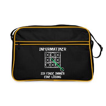 Ich bin Informatiker Lösung Spruch Computer Nerd G - Retro Tasche - Schwarz/Gold - Vorne