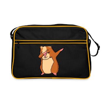 Dabbing Hamster Tanzender Hamster Tier Hämsterchen - Retro Tasche - Schwarz/Gold - Vorne