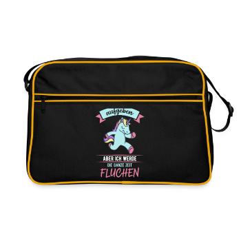 Einhorn Ich werde nicht Aufgeben Laufen Gym Fitnes - Retro Tasche - Schwarz/Gold - Vorne
