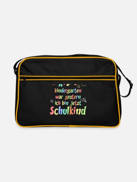 Einschulung Kindergarten War Gestern Ich Bin Schul - Retro Tasche - Schwarz/Gold