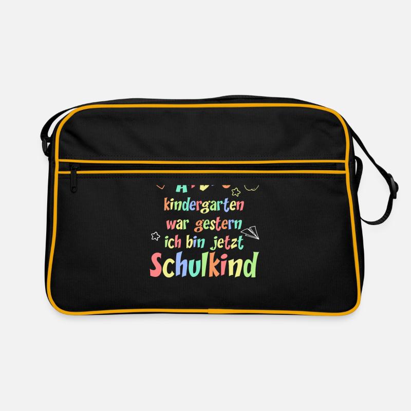 Einschulung Kindergarten War Gestern Ich Bin Schul - Retro Tasche - Schwarz/Gold