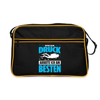 Taucher Unter Druck Arbeite Ich Am Besten Tauchen - Retro Tasche - Schwarz/Gold - Vorne