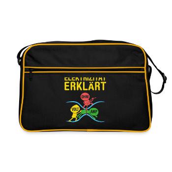 Elektriker Elekrizität Erklärt Ohm Volt Amp - Retro Tasche - Schwarz/Gold - Vorne