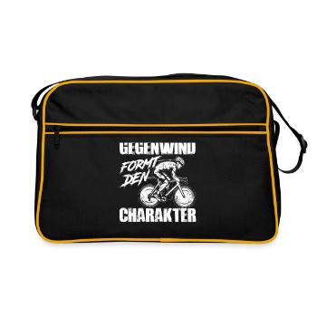 Gegenwind Formt Den Charakter Rennradfahrer Fahrra - Retro Tasche - Schwarz/Gold - Vorne