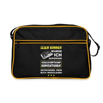 Wenn Sie Das Lesen Können Wurde Ich Gezwungen Mein - Retro Tasche - Schwarz/Gold - Vorne