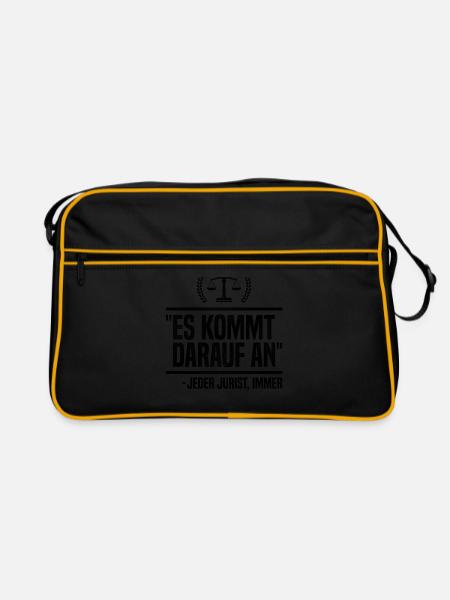 Es Kommt Drauf An Jeder Jurist Immer Anwalt Rechts - Retro Tasche - Schwarz/Gold - Vorne