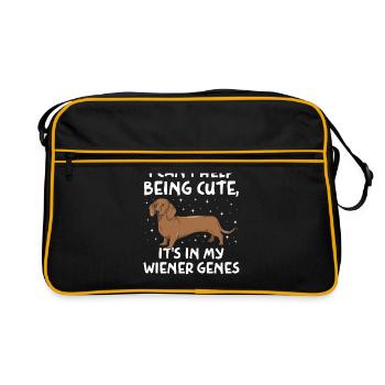 Je ne peux pas m’empêcher d’être mignonne c’est dans mes gènes de saucisse da - Sac Retro - noir/or - Devant