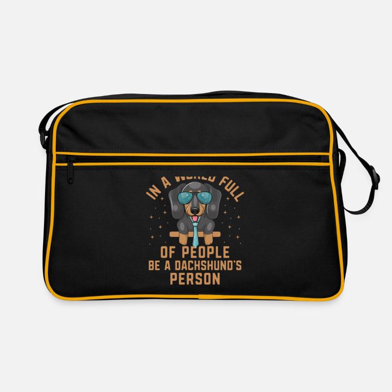 Sei in einer Welt voller Menschen die Person eines Dackels Retro Tasche