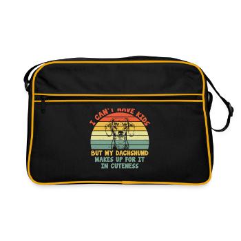 Ich kann keine Kinder haben, aber mein Dackelhund Hund Liebhaber Hund O - Retro Tasche - Schwarz/Gold - Vorne