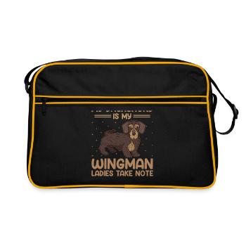 Mon teckel est mon ailier dames Prenez note chien lo - Sac Retro - noir/or - Devant