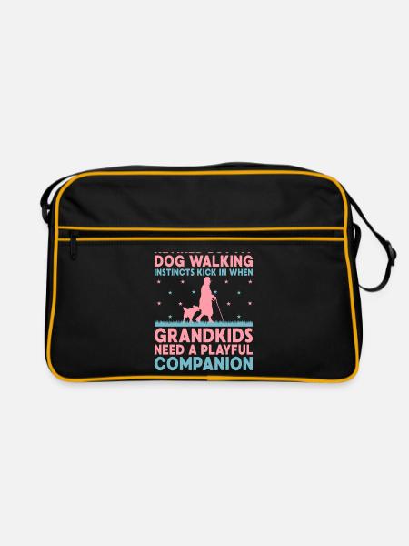 Hundeliebhaber Rentner Oma Rentner Hundebesitzer Hund - Retro Tasche - Schwarz/Gold - Vorne