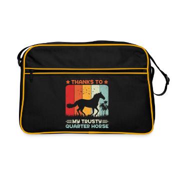 American Quarter Horse Reitpferd Liebhaber Hors - Retro Tasche - Schwarz/Gold - Vorne
