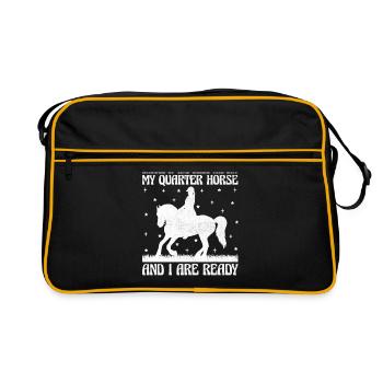 American Quarter Horse Equestrian Horse Lover Hors - Sac Retro - noir/or - Devant