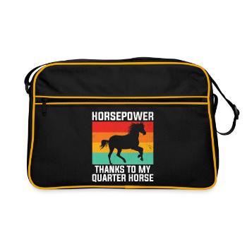 American Quarter Horse Reitpferd Liebhaber Hors - Retro Tasche - Schwarz/Gold - Vorne