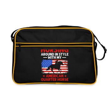 American Quarter Horse Reitpferd Liebhaber Hors - Retro Tasche - Schwarz/Gold - Vorne