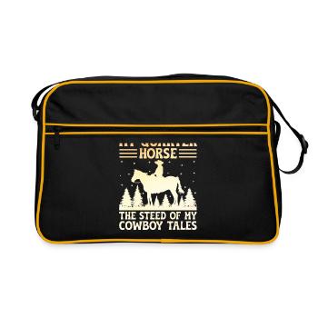 American Quarter Horse Reitpferd Liebhaber Hors - Retro Tasche - Schwarz/Gold - Vorne