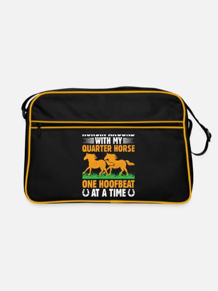 American Quarter Horse Equestrian Horse Lover Hors - Retro Bag - black/gold - Front