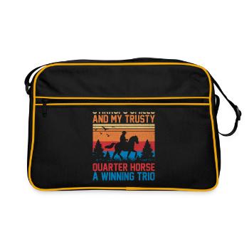 American Quarter Horse Reitpferd Liebhaber Hors - Retro Tasche - Schwarz/Gold - Vorne