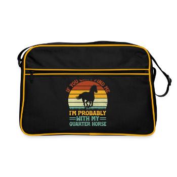 American Quarter Horse Reitpferd Liebhaber Hors - Retro Tasche - Schwarz/Gold - Vorne