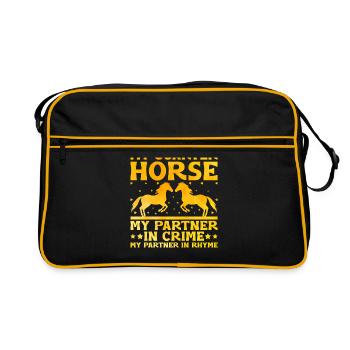 American Quarter Horse Reitpferd Liebhaber Hors - Retro Tasche - Schwarz/Gold - Vorne