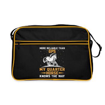 American Quarter Horse Reitpferd Liebhaber Hors - Retro Tasche - Schwarz/Gold - Vorne