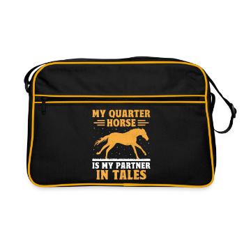 American Quarter Horse Equestrian Horse Lover Hors - Sac Retro - noir/or - Devant
