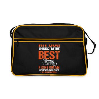 Fishing Dog Owners Dog Lovers Perfect Fishing Funn - Retro Bag - black/gold - Front