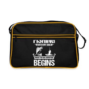 Fishing Dog Owners Dog Lovers Perfect Fishing Funn - Retro Bag - black/gold - Front