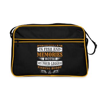 Fishing Dog Owners Dog Lovers Perfect Fishing Funn - Retro Bag - black/gold - Front