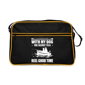 Fishing Dog Owners Dog Lovers Perfect Fishing Funn - Retro Bag - black/gold - Front