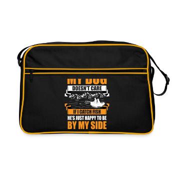 Fishing Dog Owners Dog Lovers Perfect Fishing Funn - Retro Bag - black/gold - Front