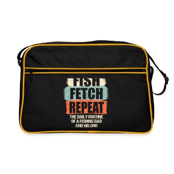 Fishing Dog Owners Dog Lovers Perfect Fishing Funn - Retro Bag - black/gold - Front
