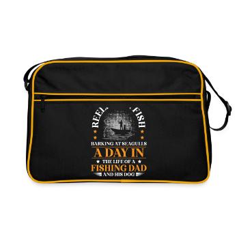 Fishing Dog Owners Dog Lovers Perfect Fishing Funn - Retro Bag - black/gold - Front