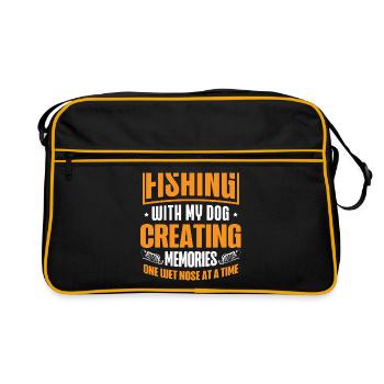Fishing Dog Owners Dog Lovers Perfect Fishing Funn - Retro Bag - black/gold - Front