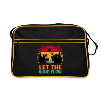 Wandern Wanderer Natur Trekking Outdoor Bergsteigerin - Retro Tasche - Schwarz/Gold - Vorne