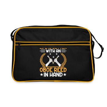 Oboe Player Oboe Basoonist Marching Band Instrumen - Retro Bag - black/gold - Front