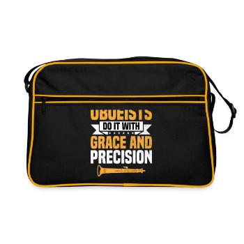 Oboe Player Oboe Basoonist Marching Band Instrumen - Retro Bag - black/gold - Front