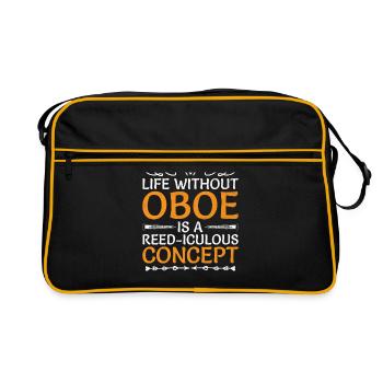 Oboe Player Oboe Basoonist Marching Band Instrumen - Retro Bag - black/gold - Front