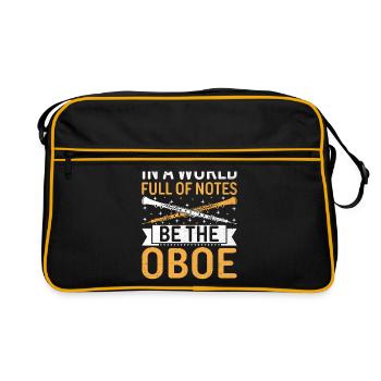 Oboe Player Oboe Basoonist Marching Band Instrumen - Retro Bag - black/gold - Front