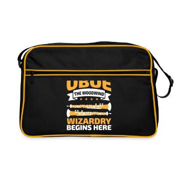 Oboe Player Oboe Basoonist Marching Band Instrumen - Retro Bag - black/gold - Front