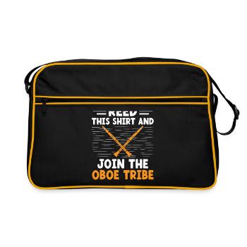 Oboe Player Oboe Basoonist Marching Band Instrumen - Retro Bag - black/gold - Front