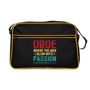 Oboe Player Oboe Basoonist Marching Band Instrumen - Retro Bag - black/gold - Front