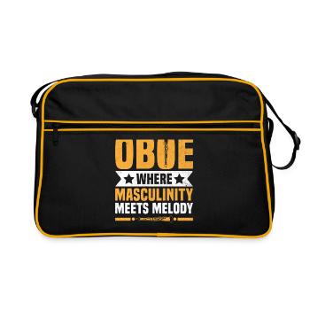 Oboe Player Oboe Basoonist Marching Band Instrumen - Retro Bag - black/gold - Front