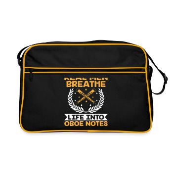 Oboe Player Oboe Basoonist Marching Band Instrumen - Retro Bag - black/gold - Front
