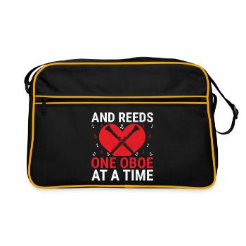 Oboe Player Oboe Basoonist Marching Band Instrumen - Retro Bag - black/gold - Front