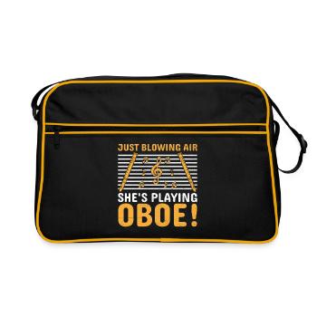 Oboe Player Oboe Basoonist Marching Band Instrumen - Retro Bag - black/gold - Front